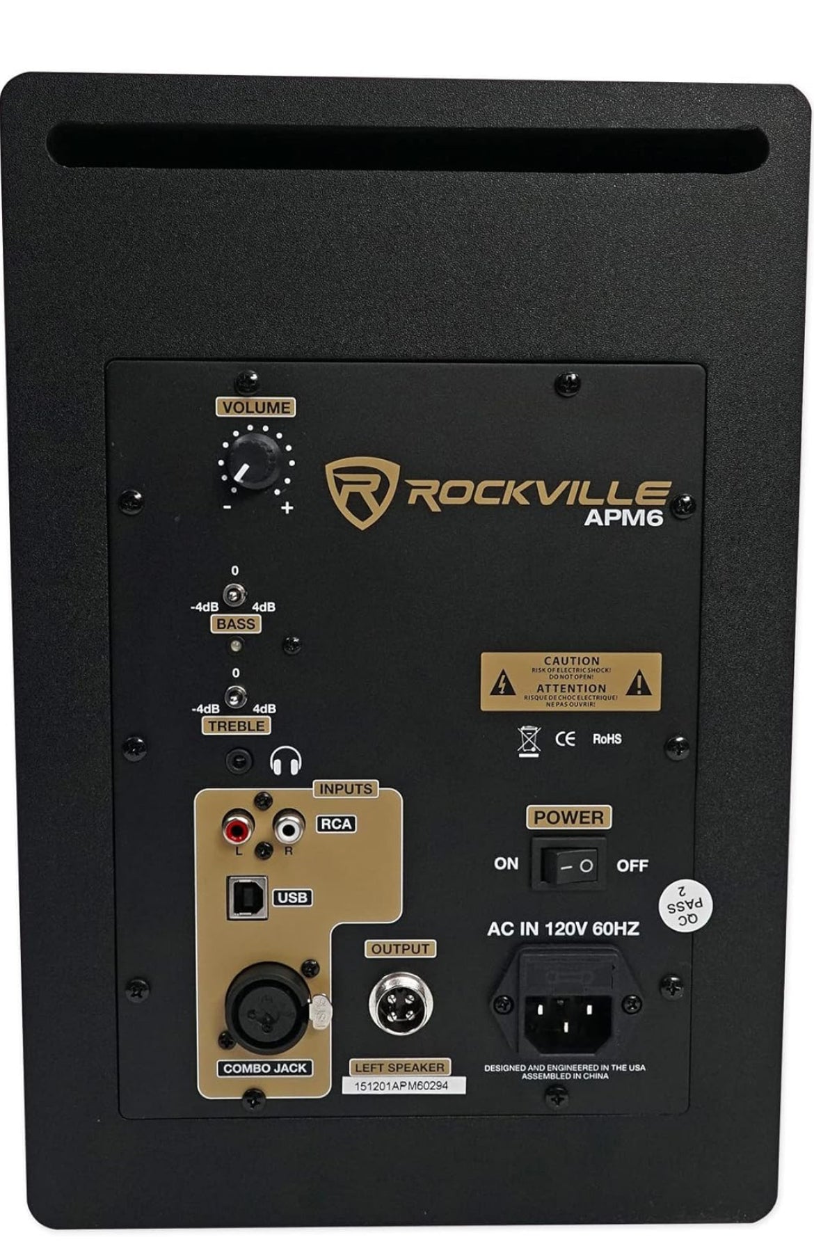 Rockville APM6C 6.5" 2-Way 350W Active/Powered USB Studio Monitor Speakers - Pair