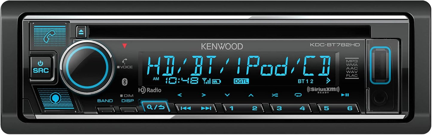 KENWOOD KDC-BT782HD Enkel DIN Bluetooth CD-motorstereo-ontvanger met Amazon Alexa-stembeheer | LCD-teksvertoning | USB- en Aux-invoer