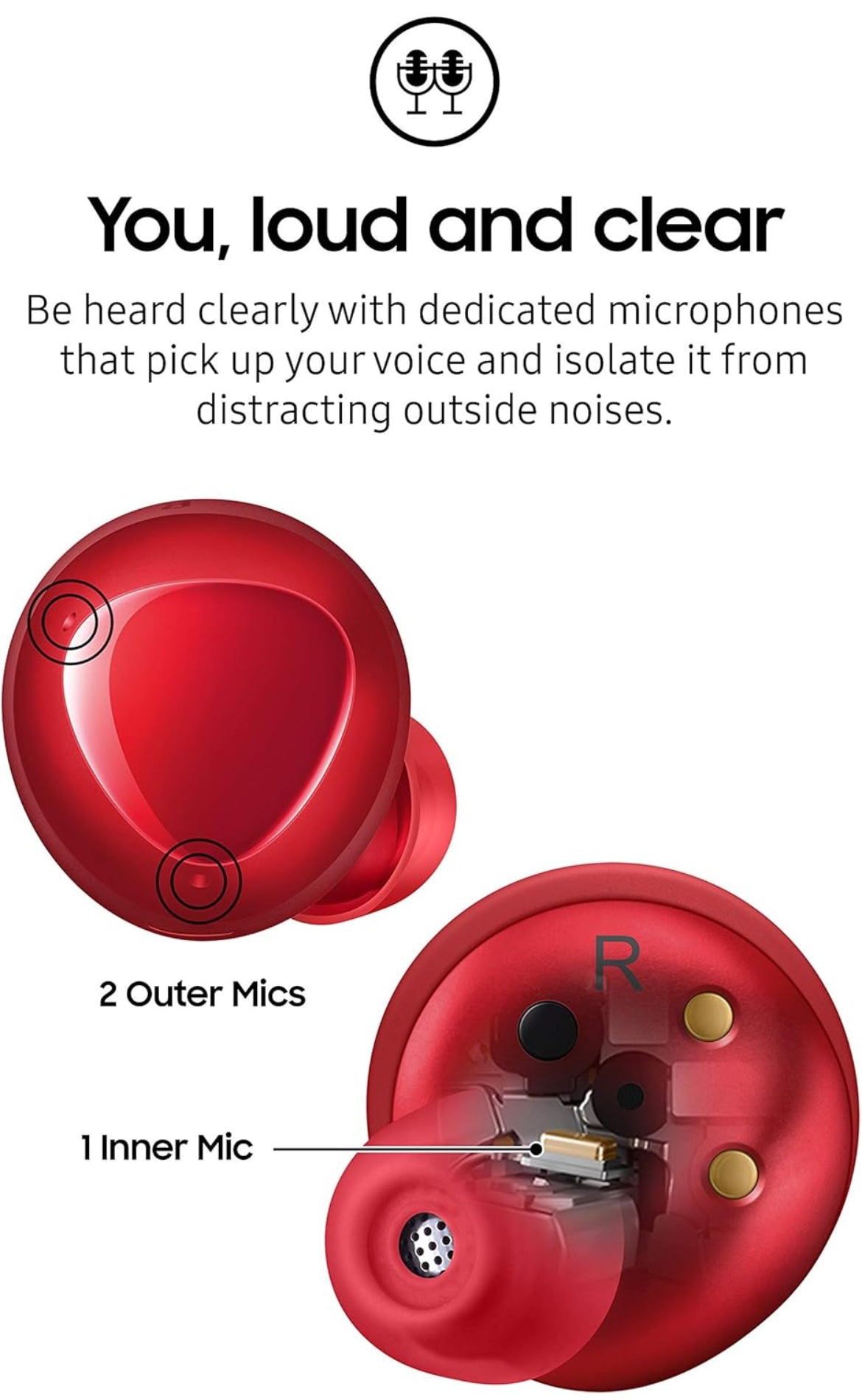 Samsung Galaxy Buds Plus, True Wireless Earbuds (Wireless Charging Case Included), Red – US Version