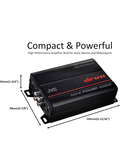 JVC KS-DR1004D 400 Watt 4-kanaal oorbrugbare versterker vir motor en mariene en RZR/ATV/UTV/wa-motorsport