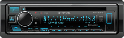 Kenwood KDC-X305 eXcelon CD-motorradiostel met Bluetooth-handvrye oproepe, AM/FM-radio, USB, Amazon Alexa-gereedheid, veranderlike kleurbeligting