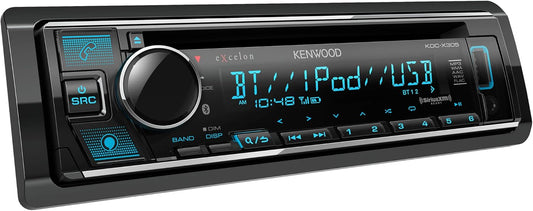 Kenwood KDC-X305 eXcelon CD-motorradiostel met Bluetooth-handvrye oproepe, AM/FM-radio, USB, Amazon Alexa-gereedheid, veranderlike kleurbeligting