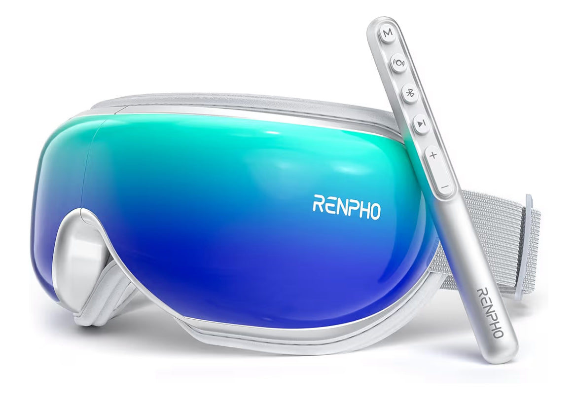 New Eyeris 1 Eye Massager w/ Remote Sleep Mask with Heat Compression, Headache Massager for Strain Migraine Relief Stye Eye
