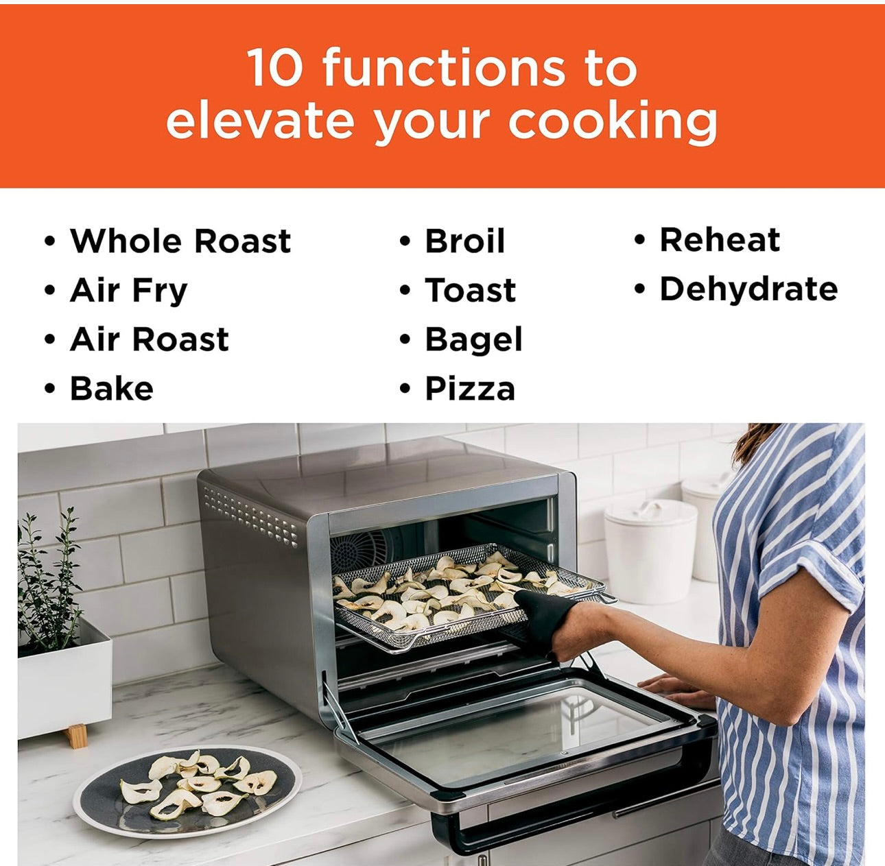 Ninja Air Fryer and Toaster Oven, Foodi Series, XL Pro Air Oven Kitchen Countertop Convection, 10-in-1 Functions - 1800 Watts Stainless Steel (DT201)