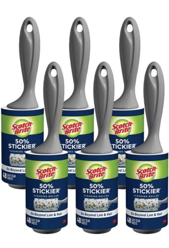 Scotch-Brite 50% Kleweriger Pluisroller - 6 Rollers, Totaal 288 Velle - Werk Puik