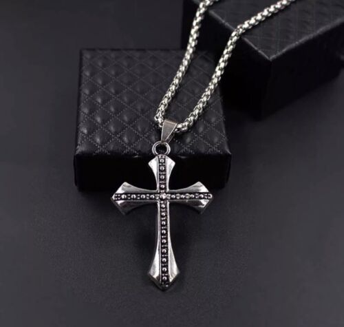 NEW FASHION JEWELRY CROSS NECKLACE UNISEX/MEN/WOMEN STAINLESS STEEL 50 CM