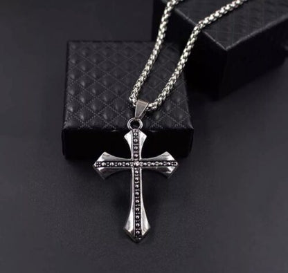 NUWE MODESERADERY KRUIS KETTING UNISEX/MANS/VROUE ROESVRYE STAAL 50 CM