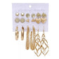 NEW 9 SETS FASHION JEWELRY STUD EARRINGS For WOMAN - GOLD PLATED