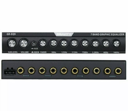 Gravity EQ9 1/2 Din 7-Band Kar Oudio Equalizer EQ m/ Voor-, Agter- + Sub Uitset
