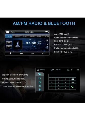 DOUBLE DIN BT Stereo 7” Touchscreen Apple CarPlay Android Auto Voice Control