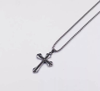 NUWE MODESERADERY KRUIS KETTING UNISEX/MANS/VROUE ROESVRYE STAAL 50 CM