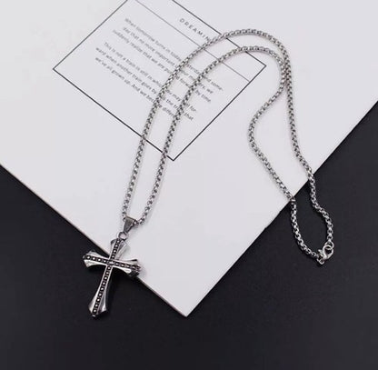 NUWE MODESERADERY KRUIS KETTING UNISEX/MANS/VROUE ROESVRYE STAAL 50 CM