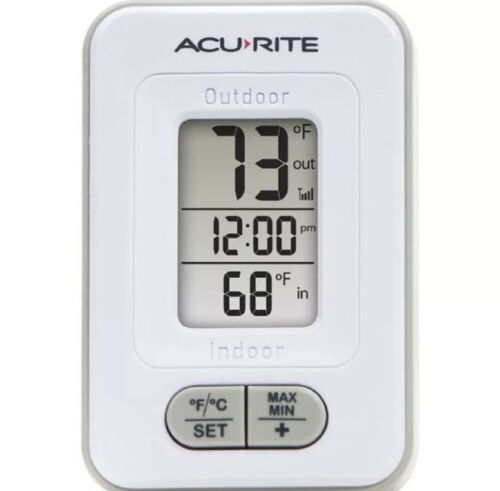 AcuRite Indoor/Outdoor Wireless Digital Thermometer with LCD screen Clock White
