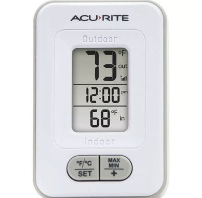 AcuRite Binne/Buite Koordlose Digitale Termometer met LCD-skermhorlosie Wit