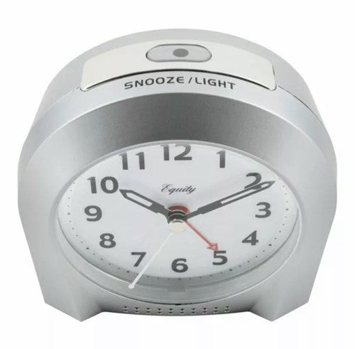 21103 Equity by La Crosse Night Vision Silent Sweep Analog Alarm Clock - Silver