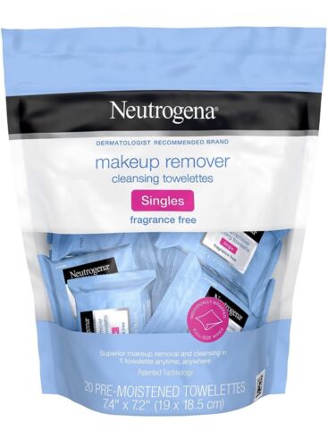 New Neutrogena Makeup Remover Facial Cleansing Towelette Singles - 20 Counts