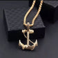 NEW - STAINLESS STEEL FASHION SEA ANCHOR NECKLACE FOR MEN & WOMEN  GOLD PLATED
