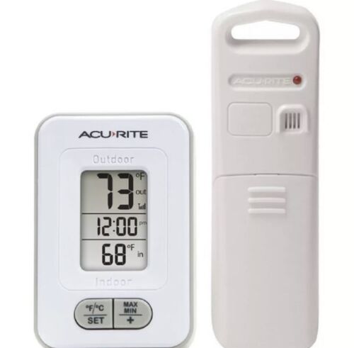 AcuRite Indoor/Outdoor Wireless Digital Thermometer with LCD screen Clock White