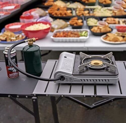 Grill Boss 90057 Draagbare Kampstoof vir Dubbele Brandstof + 4 x 8 oz. Blikkies Butaanbrandstof