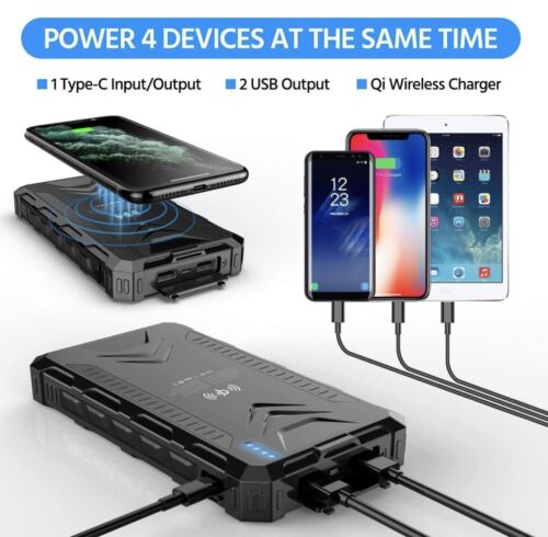UNIVERSAL Solar Fast Charger 38800mAh, Wireless Charger - Black