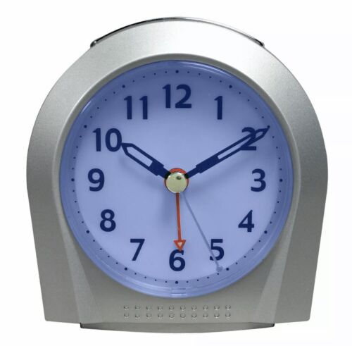 21103 Equity by La Crosse Night Vision Silent Sweep Analog Alarm Clock - Silver