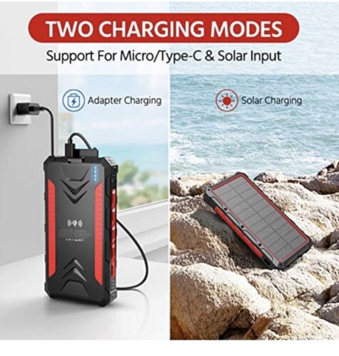 Universal Solar Fast Charger 38800mAh, Wireless Charger - RED