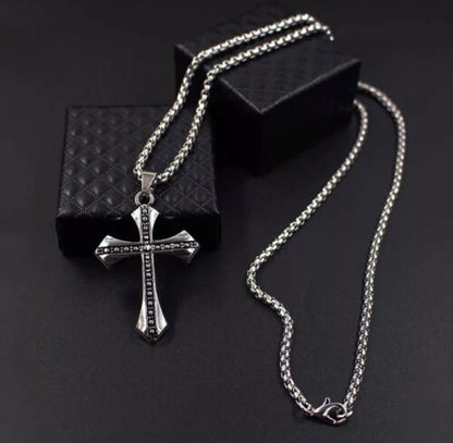 NUWE MODESERADERY KRUIS KETTING UNISEX/MANS/VROUE ROESVRYE STAAL 50 CM