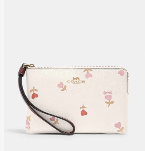 COACH FLORAL PRINT CORNER ZIP WRISTLET WOMEN DESIGNER WALLET M COLOR  WITH TAG