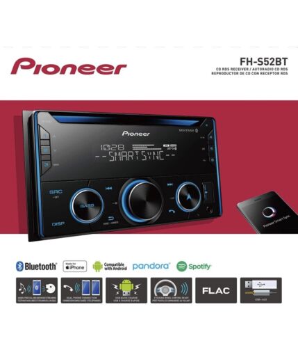 PIONEER FH- S52BT 2DIN CD & Dual Bluetooth Digital Media Receiver with Spotify