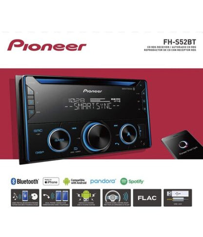 PIONEER FH- S52BT 2DIN CD- & Dubbele Bluetooth Digitale Mediaspeler met Spotify