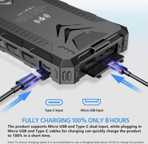 UNIVERSAL Solar Fast Charger 38800mAh, Wireless Charger - Black