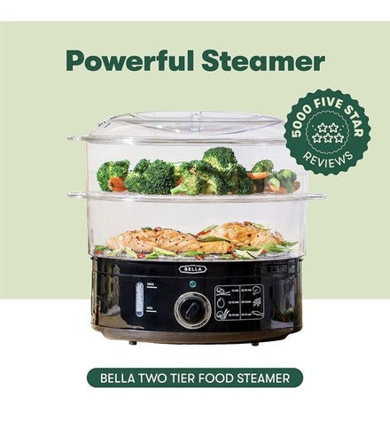 NEW Two Tier Food Steamer, Healthy, Fast Simultaneous Cooking, Stackable 7.4 QT