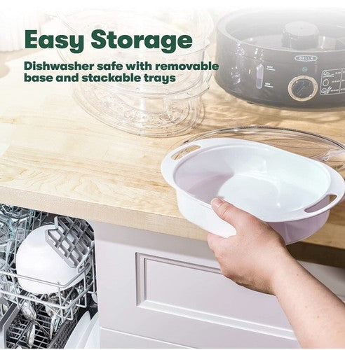 NEW Two Tier Food Steamer, Healthy, Fast Simultaneous Cooking, Stackable 7.4 QT