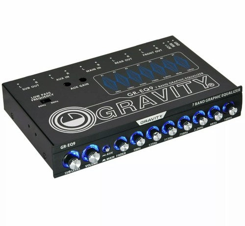 Gravity EQ9 1/2 Din 7 Band Car Audio Equalizer EQ w/ Front, Rear + Sub Output