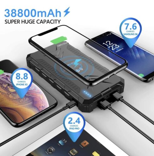 UNIVERSAL Solar Fast Charger 38800mAh, Wireless Charger - Black