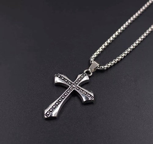 NEW FASHION JEWELRY CROSS NECKLACE UNISEX/MEN/WOMEN STAINLESS STEEL 50 CM