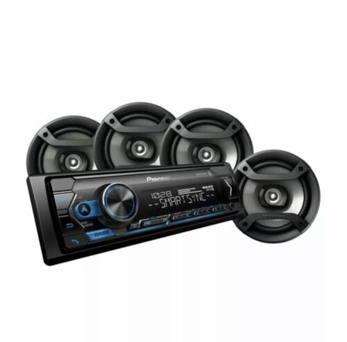 Pioneer 1-Din Bluetooth Digital Media Receiver and 2 PAIRS 6.5" Coaxial Speakers