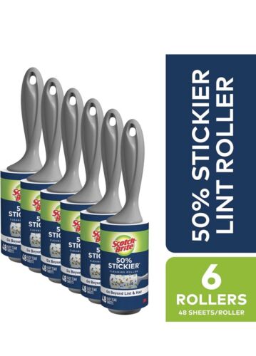 Scotch-Brite 50% Stickier Lint Roller - 6 Rollers, 288 Sheets Total -Works Great