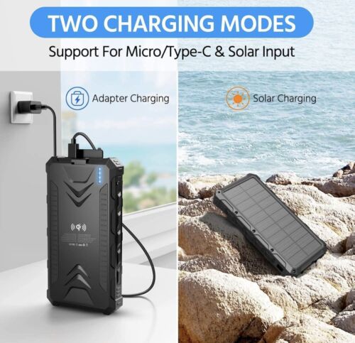 UNIVERSAL Solar Fast Charger 38800mAh, Wireless Charger - Black