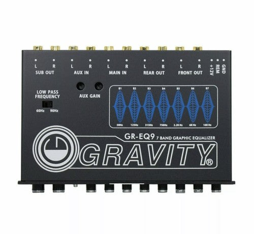 Gravity EQ9 1/2 Din 7 Band Car Audio Equalizer EQ w/ Front, Rear + Sub Output