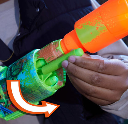 NERF Zombie Driller Dart Blaster, 16 Nerf Elite Darts, Rotating 5 Dart Cylinder, Removable Scope, Outdoor Games, Ages 8+