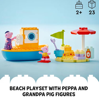 LEGO DUPLO Peppa Pig Bootsrit Badspeelding, Boublok Leerstel met 2 Peppa Pig Figure Ingesluit, Waterspeelding