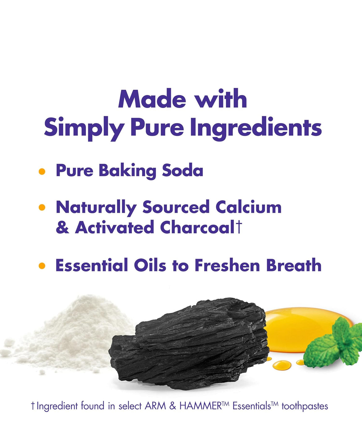 ARM & HAMMER Essentials Whiten & Strengthen Fluoride Toothpaste - Pack of 4 (4.3oz Tubes) - Fresh Mint