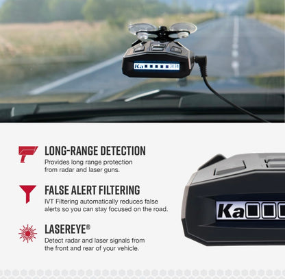 Cobra RAD 450 Laserradarverklikker: Lang reikafstand, Valsalarmfilter, Stemwaarskuwing & OLED-skerm, Swart, RAD450