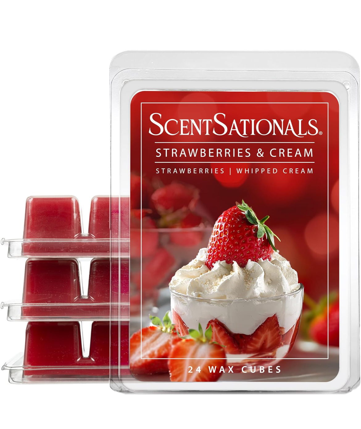 Scentsationals Wax Melts, Wax Cubes Strong Scent - Strawberries & Cream - Long Lasting 10oz (Pack of 4)