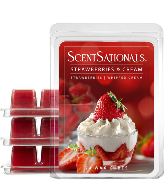 Scentsationals Wax Melts, Wax Cubes Strong Scent - Strawberries & Cream - Long Lasting 10oz (Pack of 4)