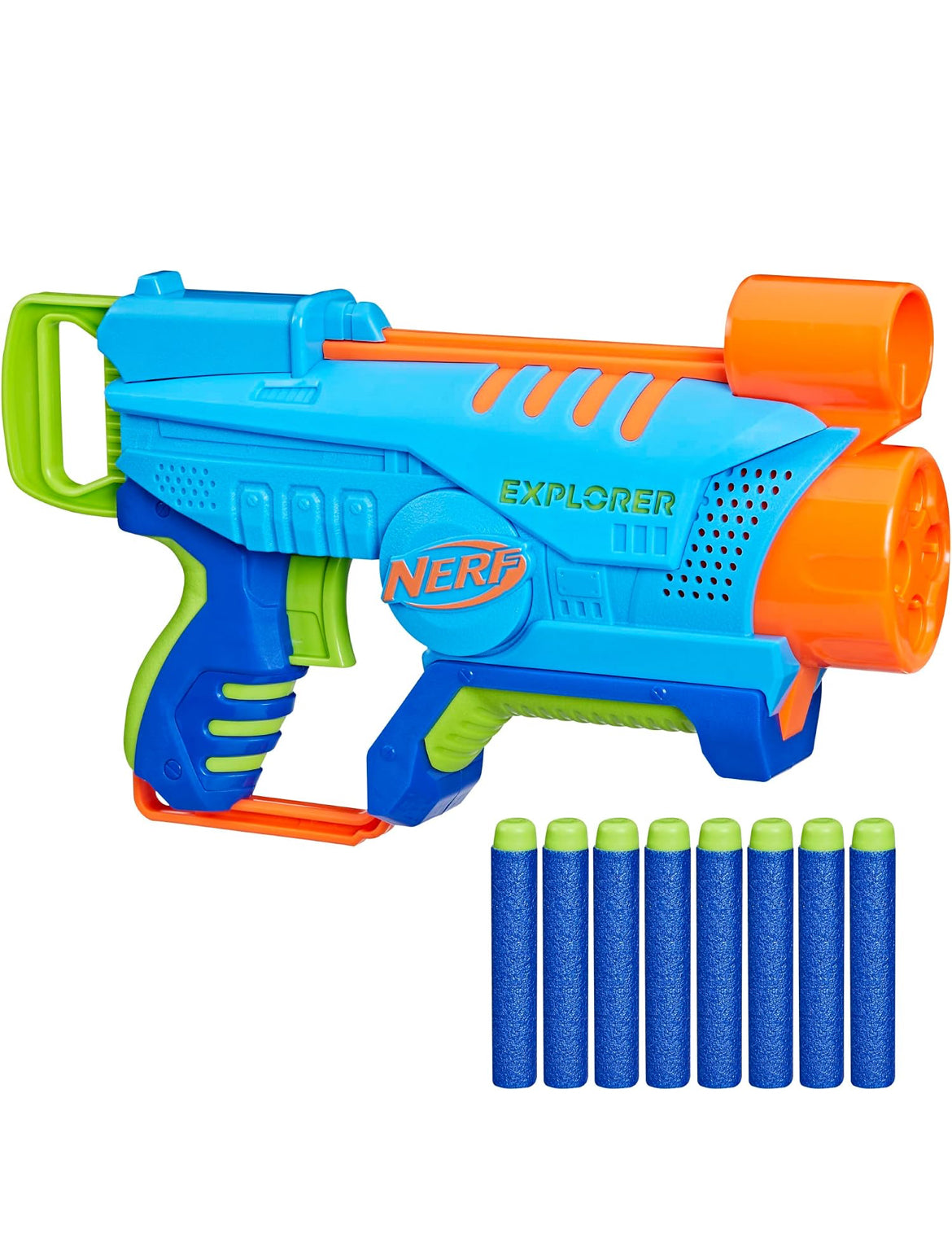 NERF Elite Junior Explorer Easy-Play Toy Foam Blaster, 8 Darts for Kids Outdoor Games, Ages 6 & Up