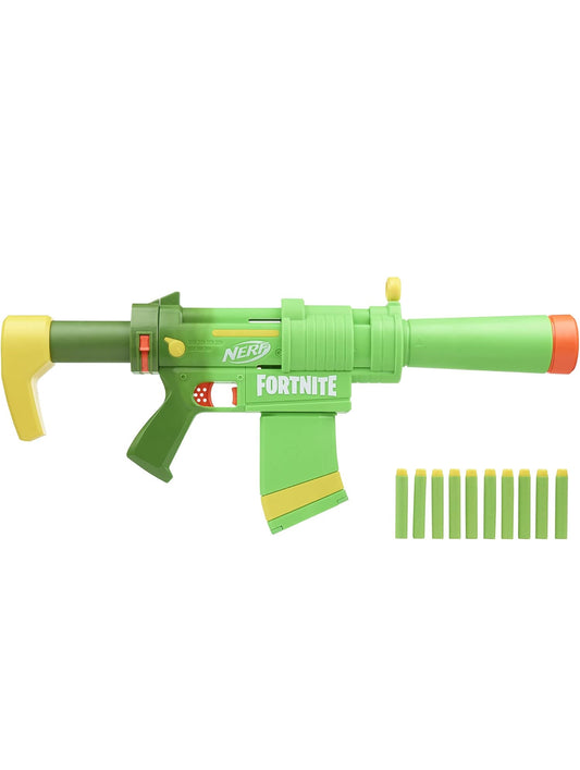 Nerf Fortnite SMG-Zesty Blaster, 10 Nerf Elite Darts, 10-Dart Clip, Removable Stock & Barrel, Fortnite Gifts for Boys & Girls