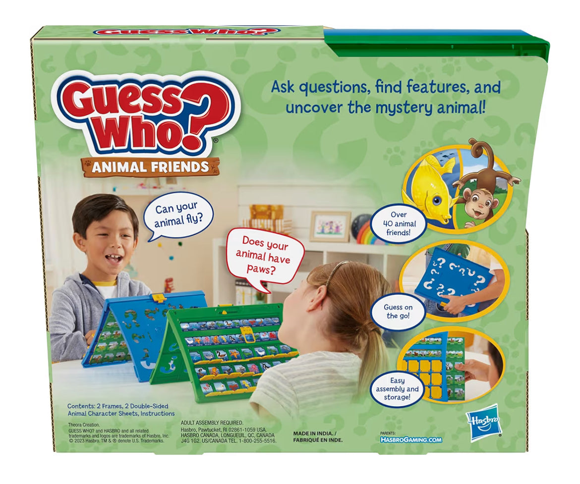 Hasbro Gaming Guess Who? Animal Friends Game - 2 Double-Sided Animal Sheets - 2-Player Board Games