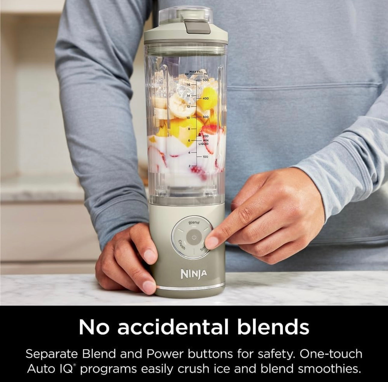 Ninja Blast Max, Portable Blender + Twist & Go, Personal Blender, Ninja Blender, Smoothie, Blend, Ice Crush, 3 Programs - CREAM BC251GY